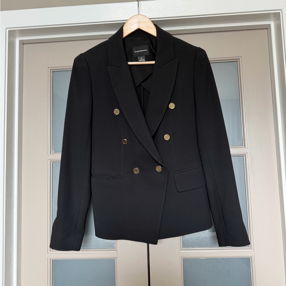 Club Monaco Black Blazer with Gold Buttons